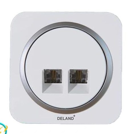 سوکت تلفن دوقلو چهار خط زه دار دلند پلاس مدل آدا